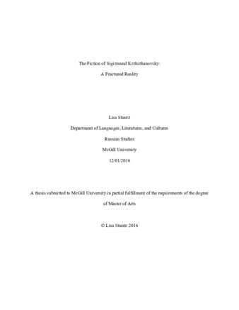 The fiction of Sigizmund Krzhizhanovsky: a fractured reality thumbnail