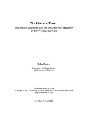 The sciences of power: Newtonian balancing and the emergence of statistics in early-modern Britain thumbnail