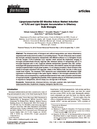 Lipopolysaccharide-QD micelles induce marked induction of TLR2 and lipid droplet accumulation in olfactory bulb microglia thumbnail