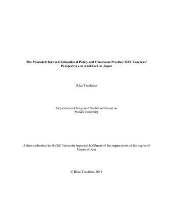 The mismatch between educational policy and classroom practice: EFL teachers' perspective on washback in Japan thumbnail