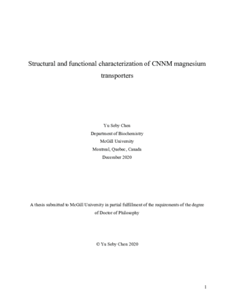 Structural and functional characterization of CNNM magnesium transporters thumbnail