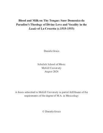 Blood and Milk on Thy Tongue: Suor Domenica da Paradiso’s Theology of Divine Love and Vocality in the Laude of La Crocetta (c.1515-1553) thumbnail