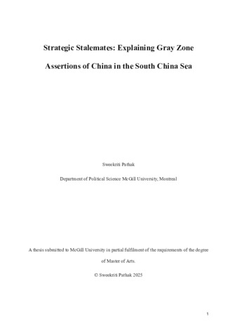 STRATEGIC STALEMATES: Explaining Gray Zone Assertions of China in the South China Sea thumbnail