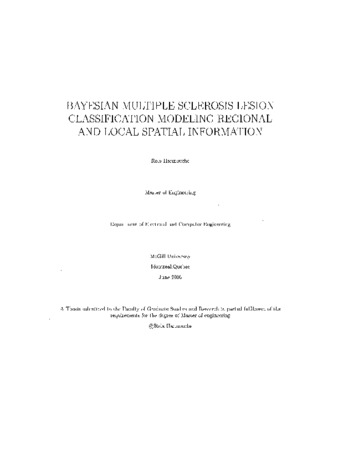 Bayesian multiple sclerosis lesion classification modeling regional and local spatial information thumbnail