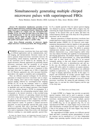 Simultaneously Generating Multiple Chirped Microwave Pulses With Superimposed FBGs thumbnail