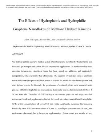 Effects of Hydrophobic and Hydrophilic Graphene Nanoflakes on Methane Hydrate Kinetics thumbnail