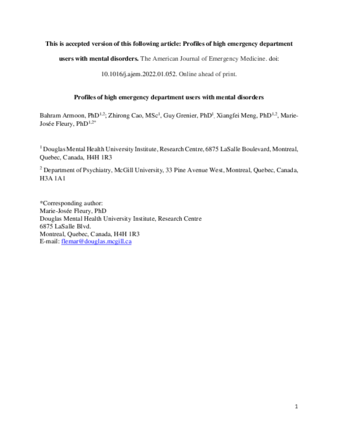 Profiles of high emergency department users with mental disorders thumbnail