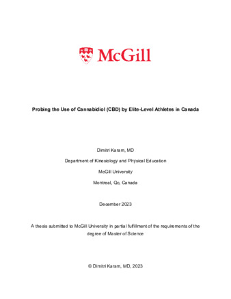 Probing the Use of Cannabidiol (CBD) by Elite-Level Athletes in Canada thumbnail