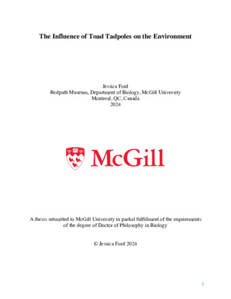 The Influence of Toad Tadpoles on the Environment thumbnail