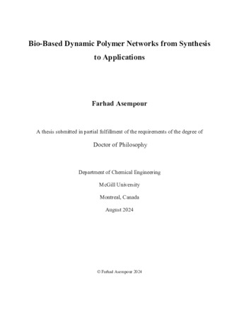 Bio-based dynamic polymer networks: from synthesis to applications thumbnail