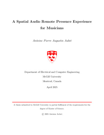 A spatial audio remote presence experience for musicians thumbnail