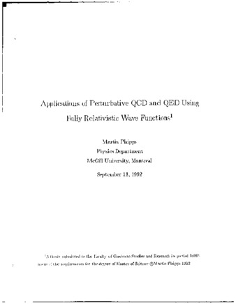 Applications of perturbative QCD and QED using fully relativistic wave functions thumbnail