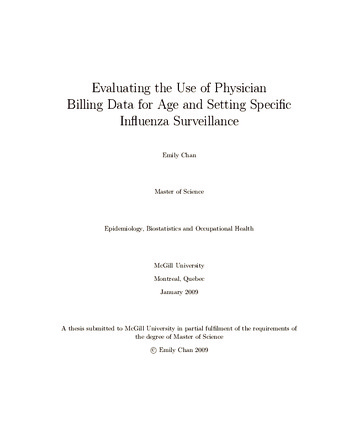 Evaluating the use of physician billing data for age and setting specific influenza surveillance thumbnail