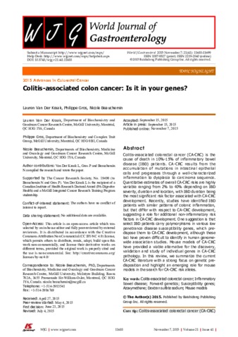 Colitis-associated colon cancer: Is it in your genes? thumbnail