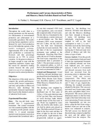 Performance and Carcass characteristics of Pekin and Muscovy Ducks Fed diets Based on Food Wastes thumbnail
