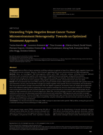 Unraveling Triple-Negative Breast Cancer Tumor Microenvironment Heterogeneity: Towards an Optimized Treatment Approach thumbnail