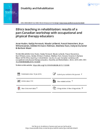 Ethics teaching in rehabilitation: results of a pan-Canadian workshop with occupational and physical therapy educators thumbnail