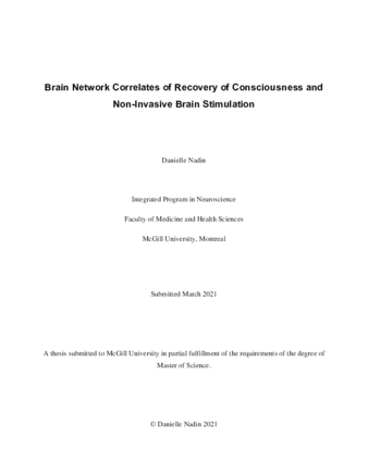 Brain network correlates of recovery of consciousness and non-invasive brain stimulation thumbnail