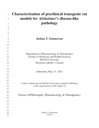 Characterization of preclinical transgenic rat models for Alzheimer’s disease-like pathology thumbnail