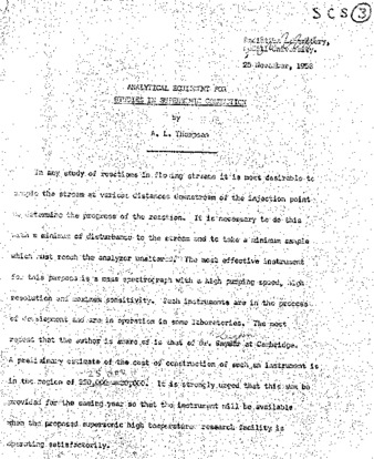 Analytical equipment for studies in supersonic combustion thumbnail