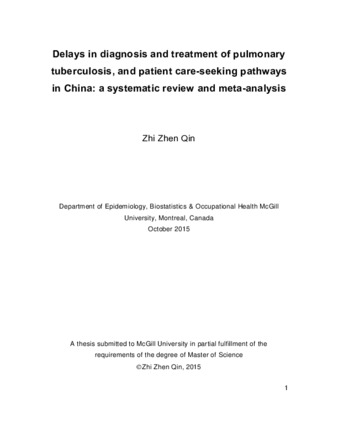 Delays in diagnosis and treatment of pulmonary tuberculosis, and patient care-seeking pathways in China: a systematic review and meta-analysis thumbnail