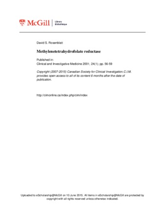 Methylenetetrahydrofolate reductase thumbnail