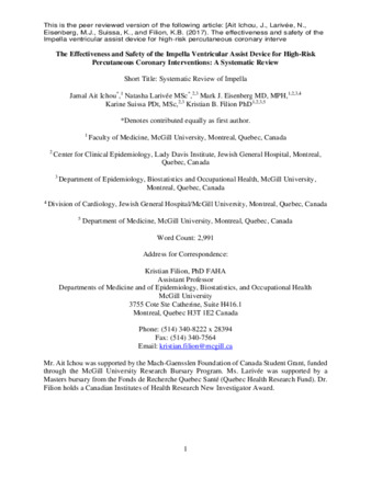 The effectiveness and safety of the Impella ventricular assist device for high‐risk percutaneous coronary interventions: A systematic review thumbnail