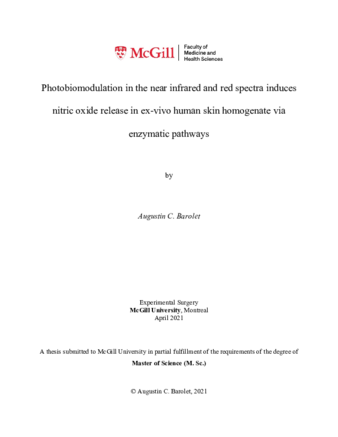 Photobiomodulation in the near infrared and red spectra induces nitric oxide release in ex-vivo human skin homogenate via enzymatic pathways thumbnail
