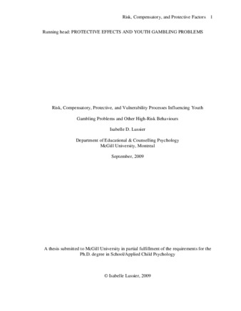 Risk, compensatory, protective, and vulnerability processes influencing youth gambling problems and other high-risk behaviours thumbnail