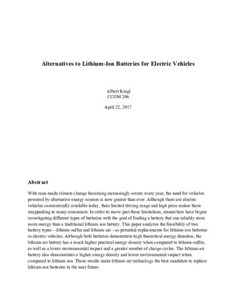 Alternatives to Lithium-Ion Batteries for Electric Vehicles thumbnail