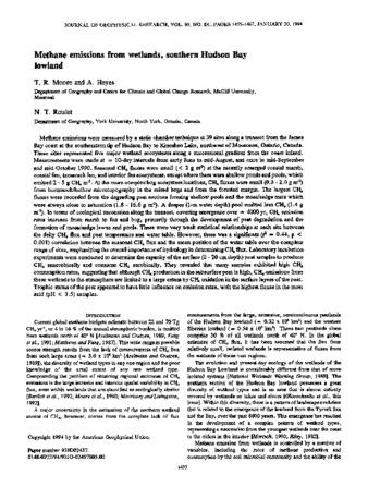 Methane emissions from wetlands, southern Hudson Bay lowland thumbnail