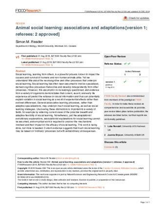 Animal social learning: associations and adaptations thumbnail