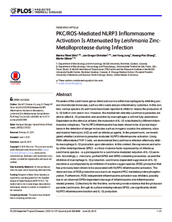 PKC/ROS-Mediated NLRP3 Inflammasome Activation Is Attenuated by Leishmania Zinc-Metalloprotease during Infection thumbnail