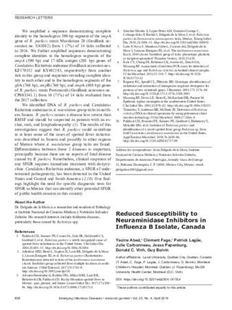 Reduced Susceptibility to Neuraminidase Inhibitors in Influenza B Isolate, Canada thumbnail