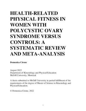 Health-related physical fitness in women with PCOS versus controls: A systematic review and meta-analysis thumbnail