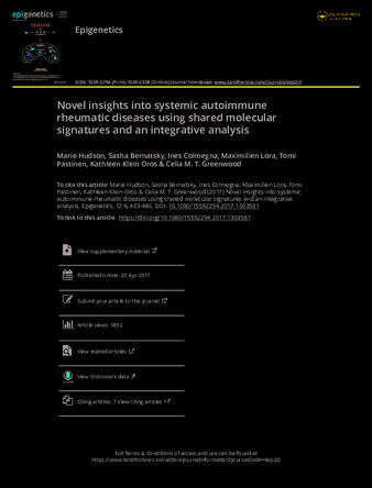 Novel insights into systemic autoimmune rheumatic diseases using shared molecular signatures and an integrative analysis thumbnail