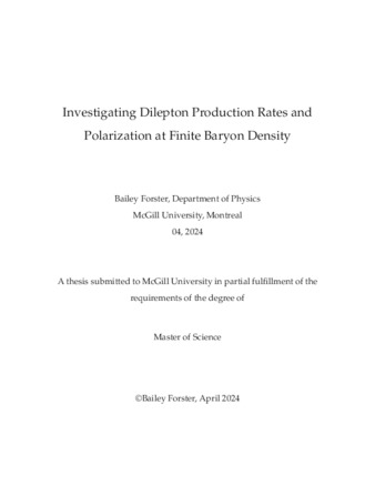 Investigating dilepton production rates and polarization at finite baryon density thumbnail