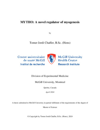 MYTHO: A novel regulator of myogenesis thumbnail