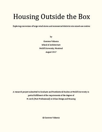 Housing Outside the Box: Exploring conversion of large retail stores and commercial districts into mixed-use centres thumbnail