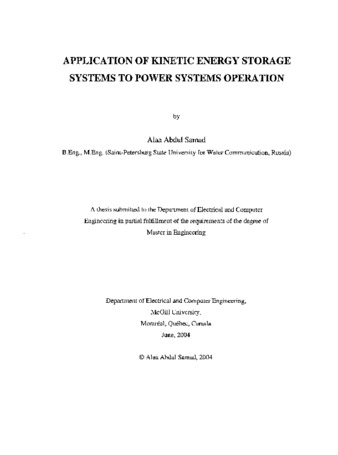 Application of kinetic energy storage systems to power systems operation thumbnail