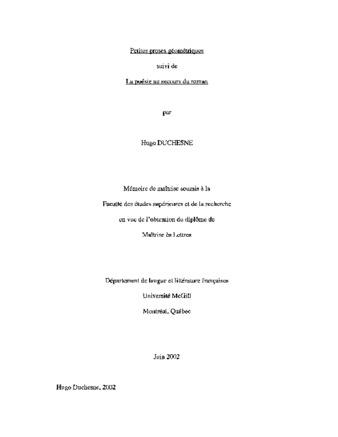 Index Catalog Escholarship Mcgill