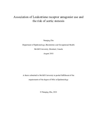 Association of Leukotriene receptor antagonists (LTRAs) use and the risk of aortic stenosis thumbnail
