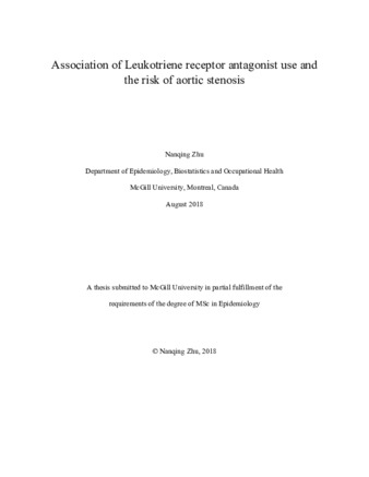 Association of Leukotriene receptor antagonists (LTRAs) use and the risk of aortic stenosis thumbnail