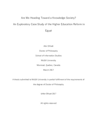 Are we heading toward a knowledge society? An exploratory case study of the higher education reform in Egypt thumbnail