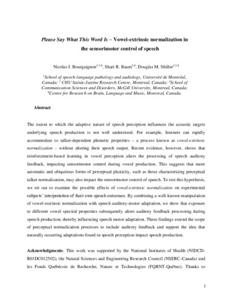 Please say what this word is—Vowel-extrinsic normalization in the sensorimotor control of speech thumbnail