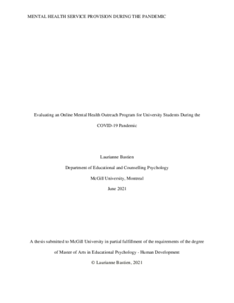 Evaluating an online mental health outreach program for university students during the COVID-19 pandemic thumbnail