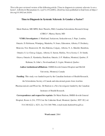 Time to Diagnosis in Systemic Sclerosis: Is Gender a Factor? thumbnail