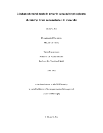 Mechanochemical methods towards sustainable phosphorus chemistry: From nanomaterials to molecules thumbnail