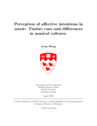 Perception of affective intentions in music: Timbre cues and differences in musical cultures thumbnail