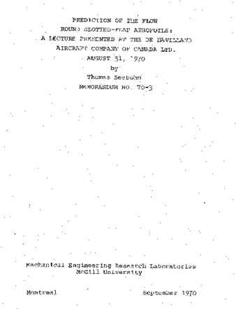 Prediction of the flow round slotted-flap aerofoils: a lecture presented at the De Havilland Aircraft Company of Canada Ltd. August 31, 1970 thumbnail